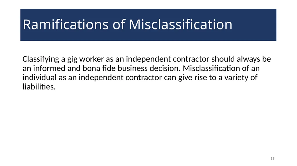 Utilizing Contractors and Other Gig Workers - slide 13 of 18