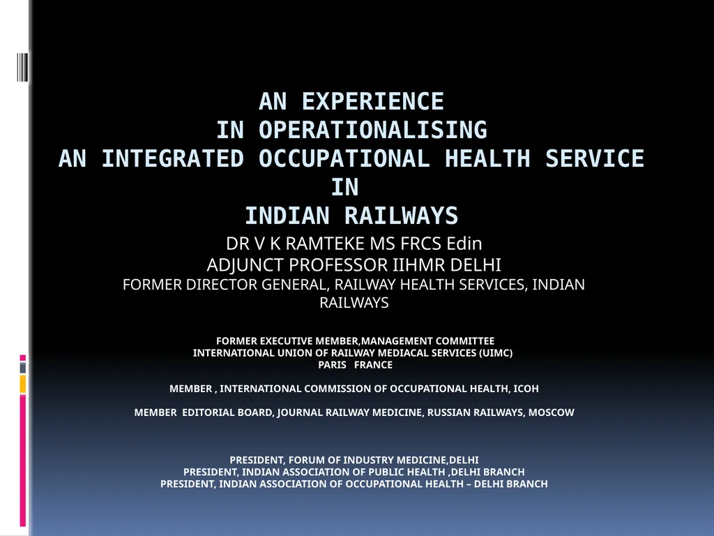 AN EXPERIENCE IN OPERATIONALISING AN INTEGRATED - slide 1 of 55