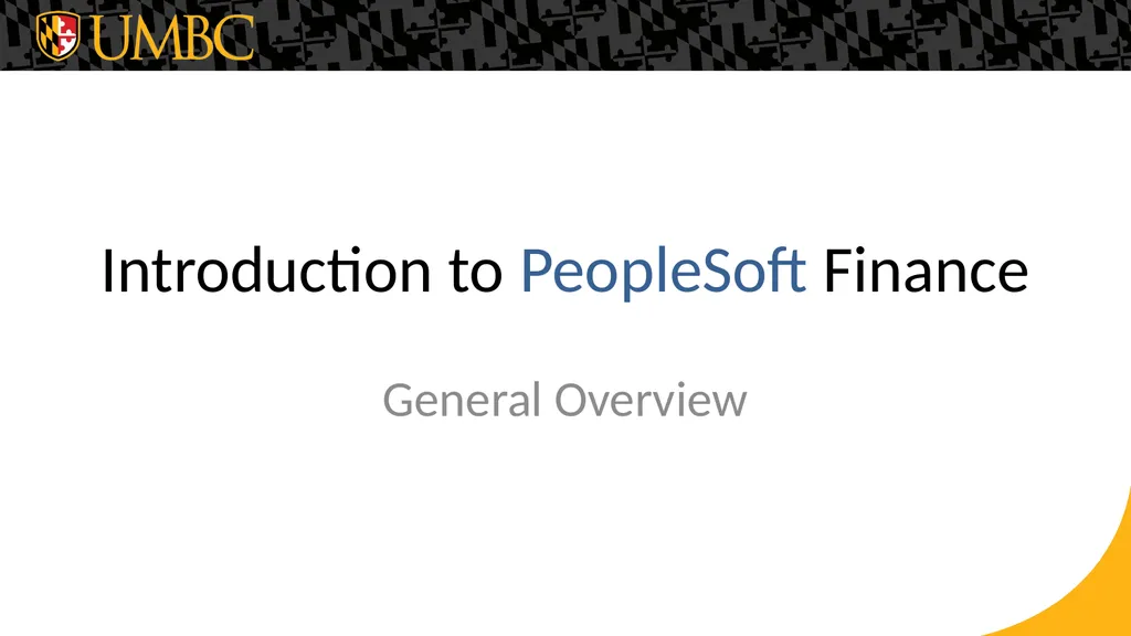 Introduction to PeopleSoft Finance General - slide 1 of 8