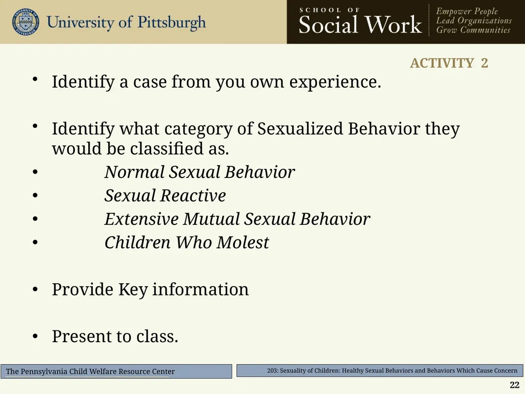 203: Sexuality of Children: Healthy Sexual - slide 22 of 35