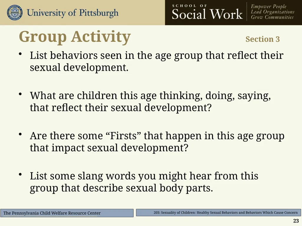 203: Sexuality of Children: Healthy Sexual - slide 23 of 35
