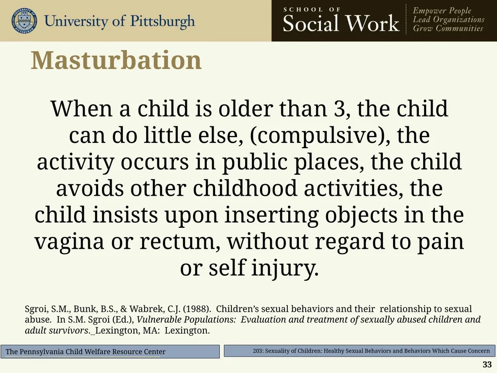 203: Sexuality of Children: Healthy Sexual - slide 33 of 35