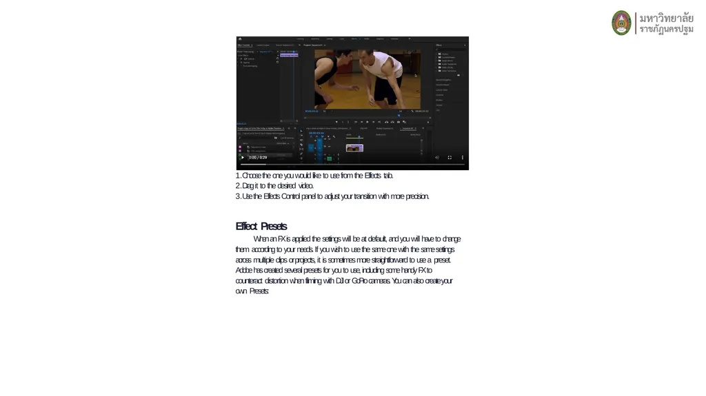 Adobe Premiere Effects The effects (FX) you can - slide 8 of 9