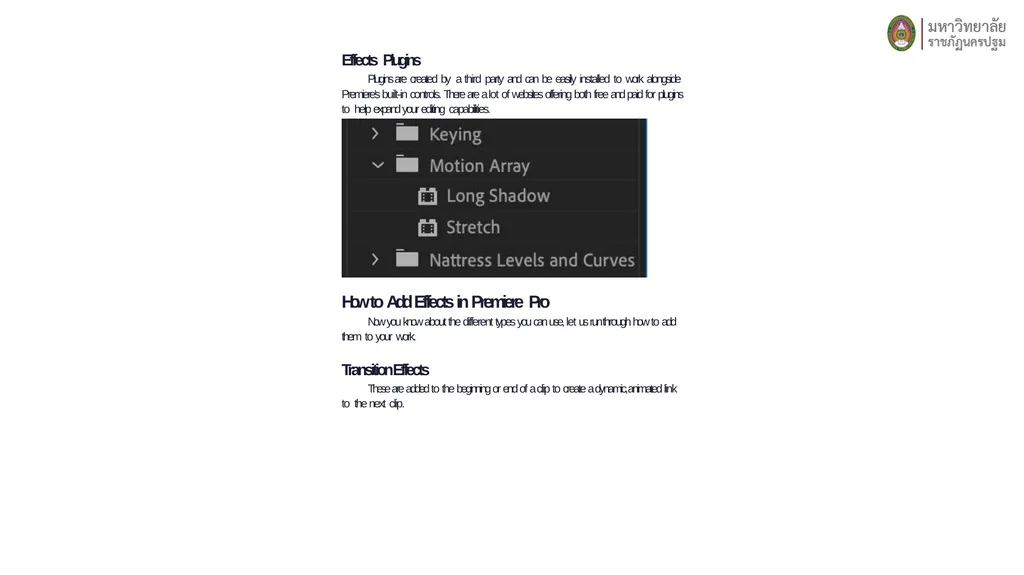 Adobe Premiere Effects The effects (FX) you can - slide 6 of 9