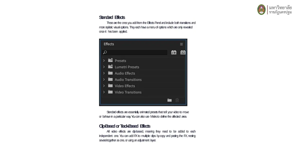 Adobe Premiere Effects The effects (FX) you can - slide 4 of 9