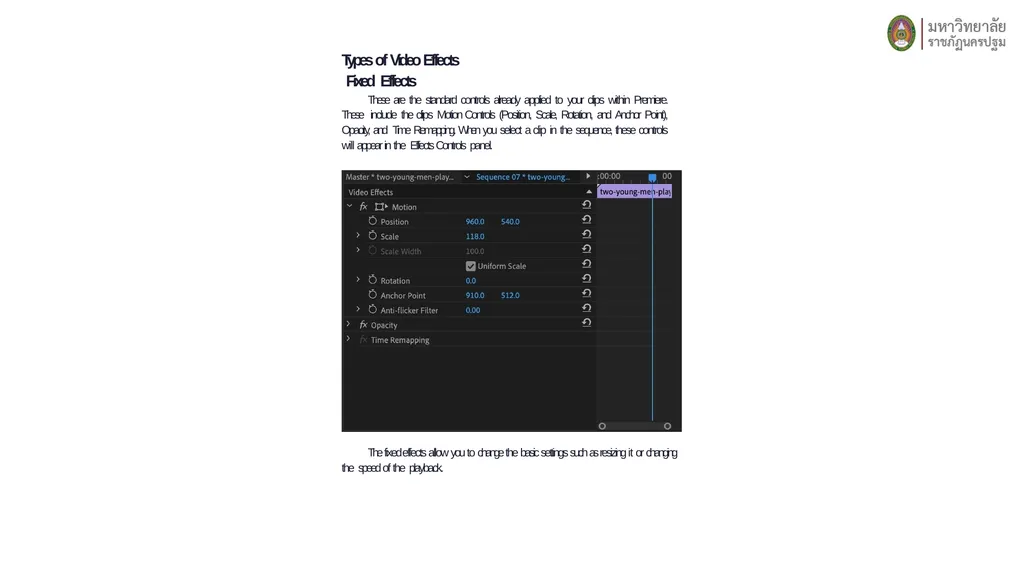 Adobe Premiere Effects The effects (FX) you can - slide 3 of 9