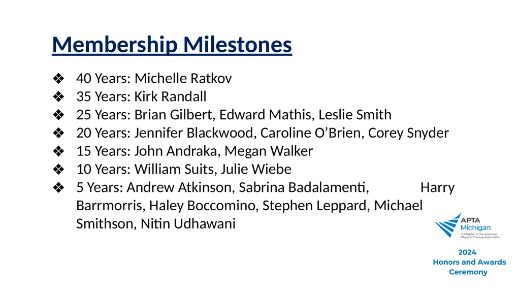 2024 Awards and Honors Ceremony Welcome to 2024 - slide 5 of 50
