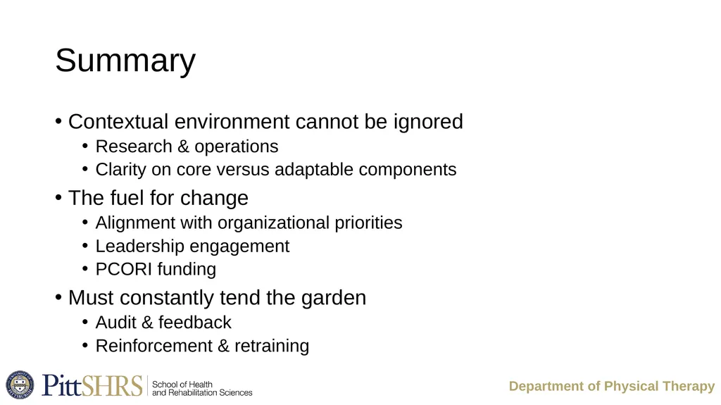 Implementation Challenges: Lessons Learned from a - slide 21 of 22