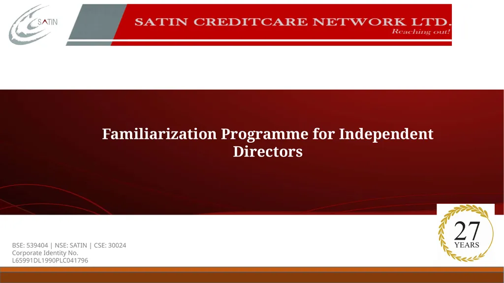 Familiarization Programme for Independent - slide 1 of 16