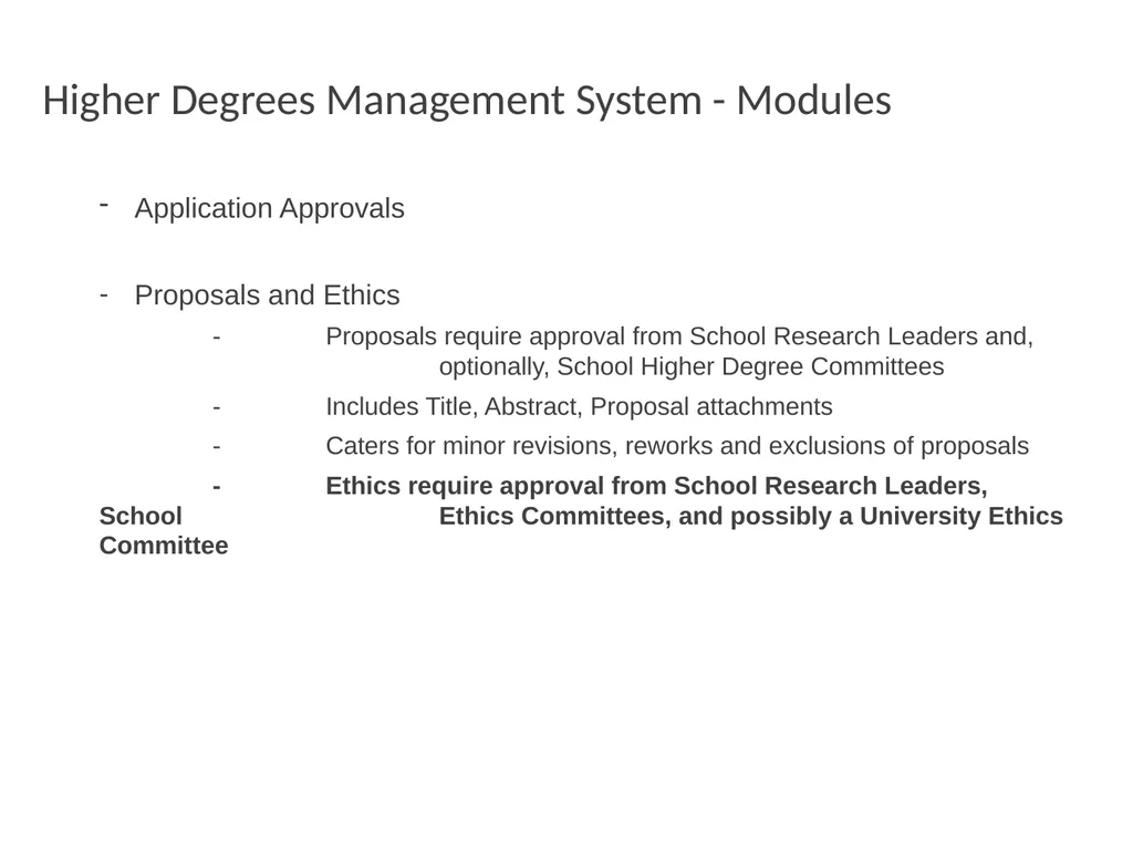 Higher Degrees Management System Contents Overview - slide 19 of 66