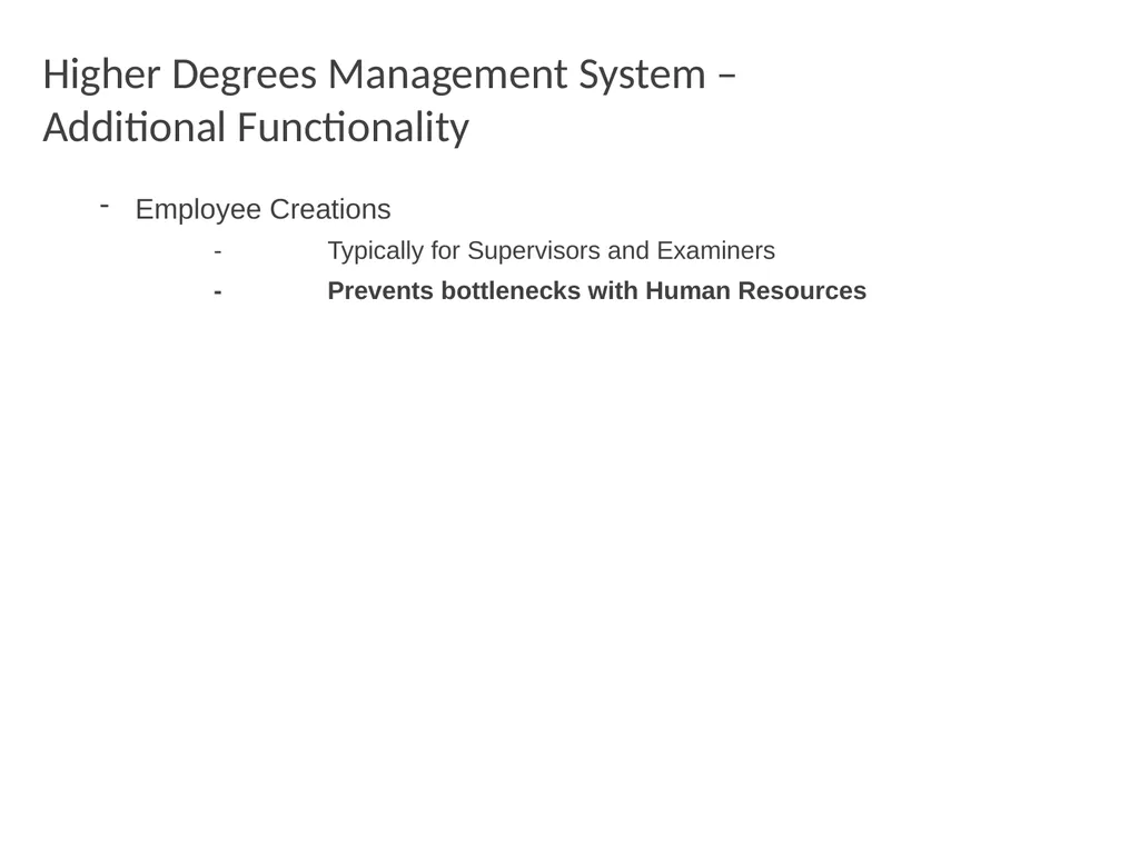Higher Degrees Management System Contents Overview - slide 35 of 66