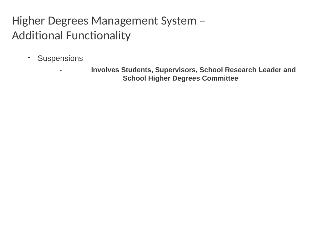 Higher Degrees Management System Contents Overview - slide 39 of 66