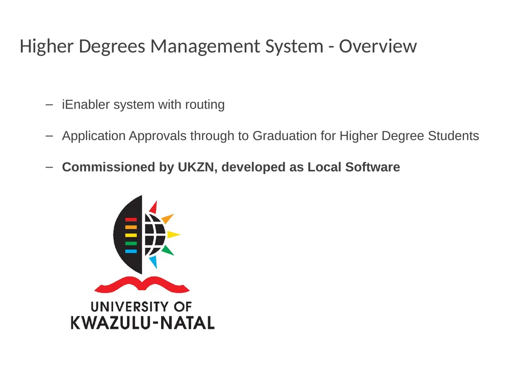 Higher Degrees Management System Contents Overview - slide 4 of 66