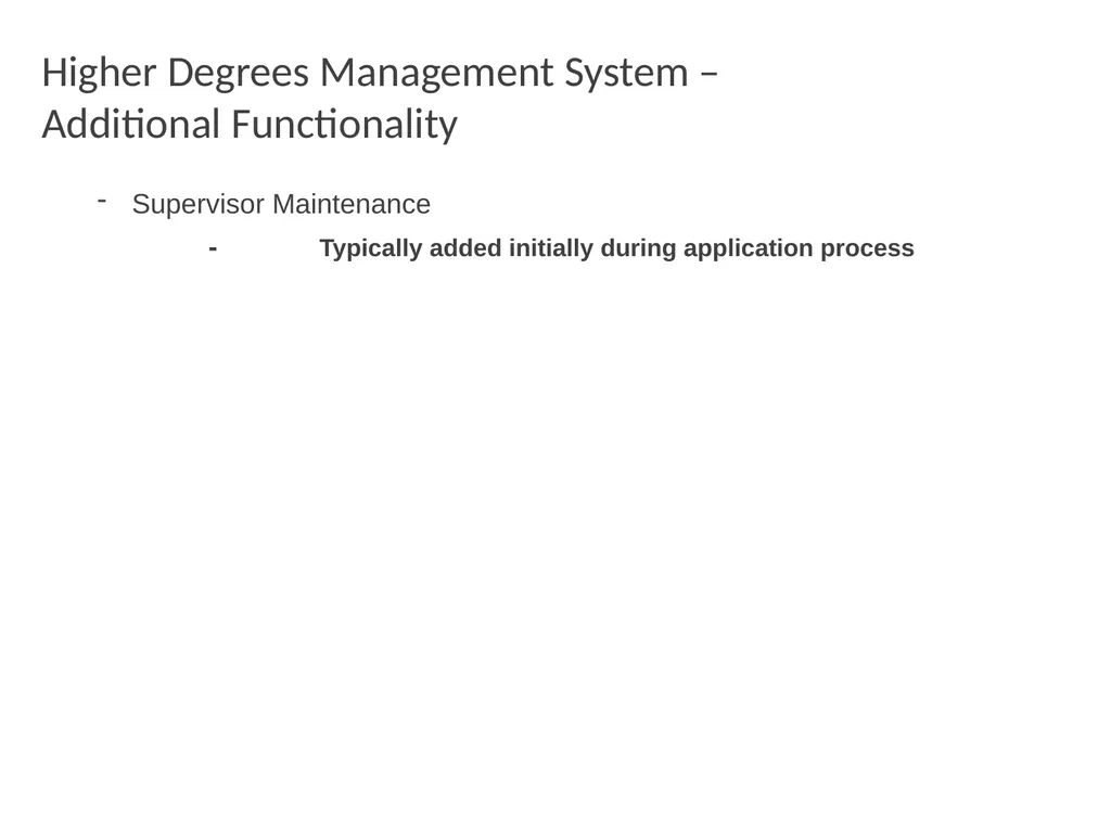 Higher Degrees Management System Contents Overview - slide 41 of 66