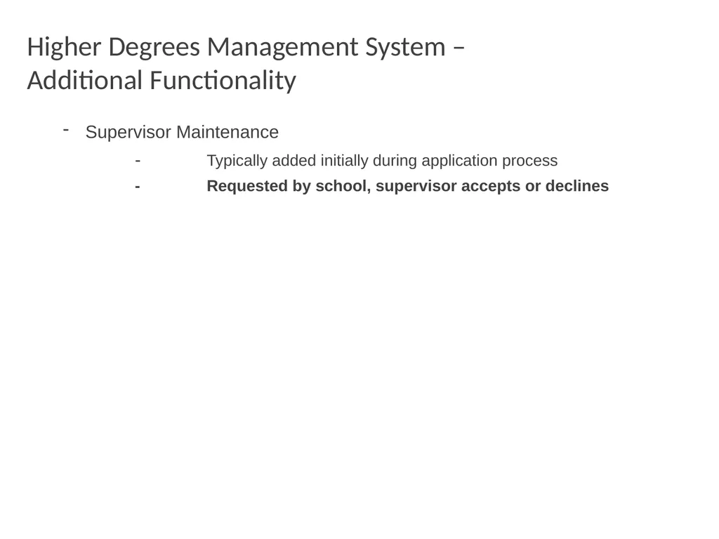 Higher Degrees Management System Contents Overview - slide 42 of 66
