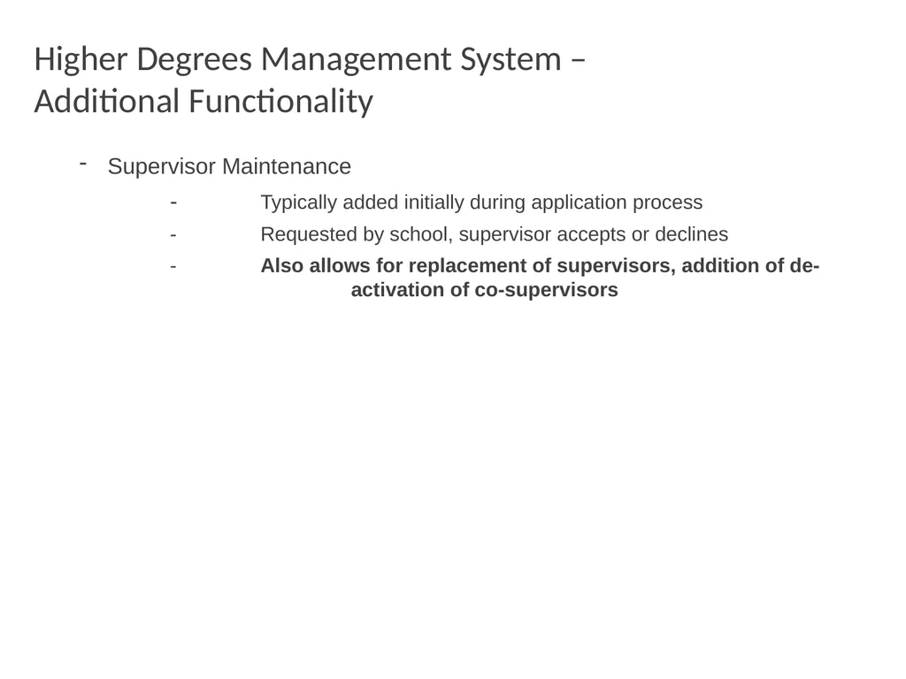 Higher Degrees Management System Contents Overview - slide 43 of 66