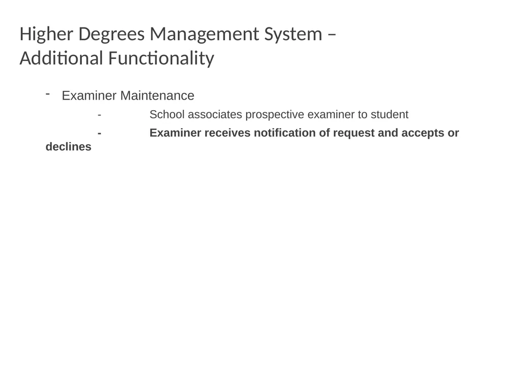 Higher Degrees Management System Contents Overview - slide 46 of 66