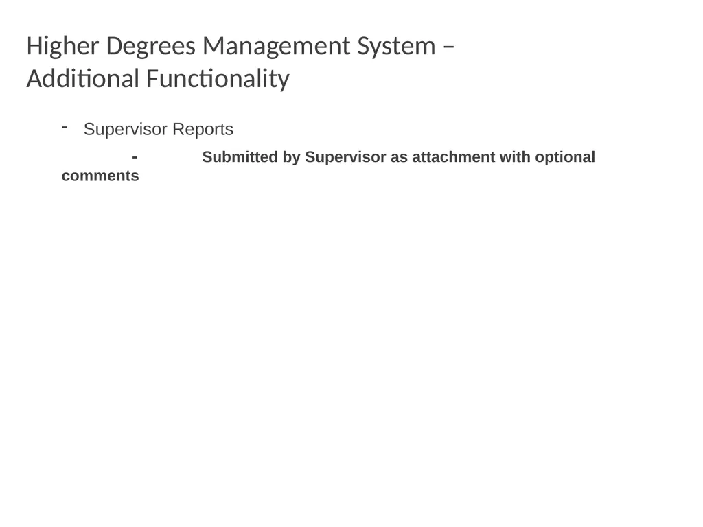 Higher Degrees Management System Contents Overview - slide 49 of 66