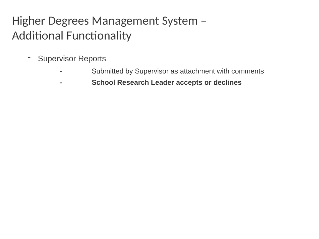 Higher Degrees Management System Contents Overview - slide 50 of 66