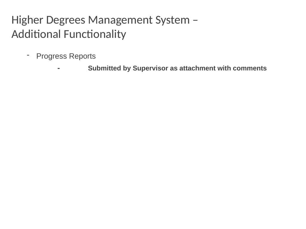 Higher Degrees Management System Contents Overview - slide 52 of 66