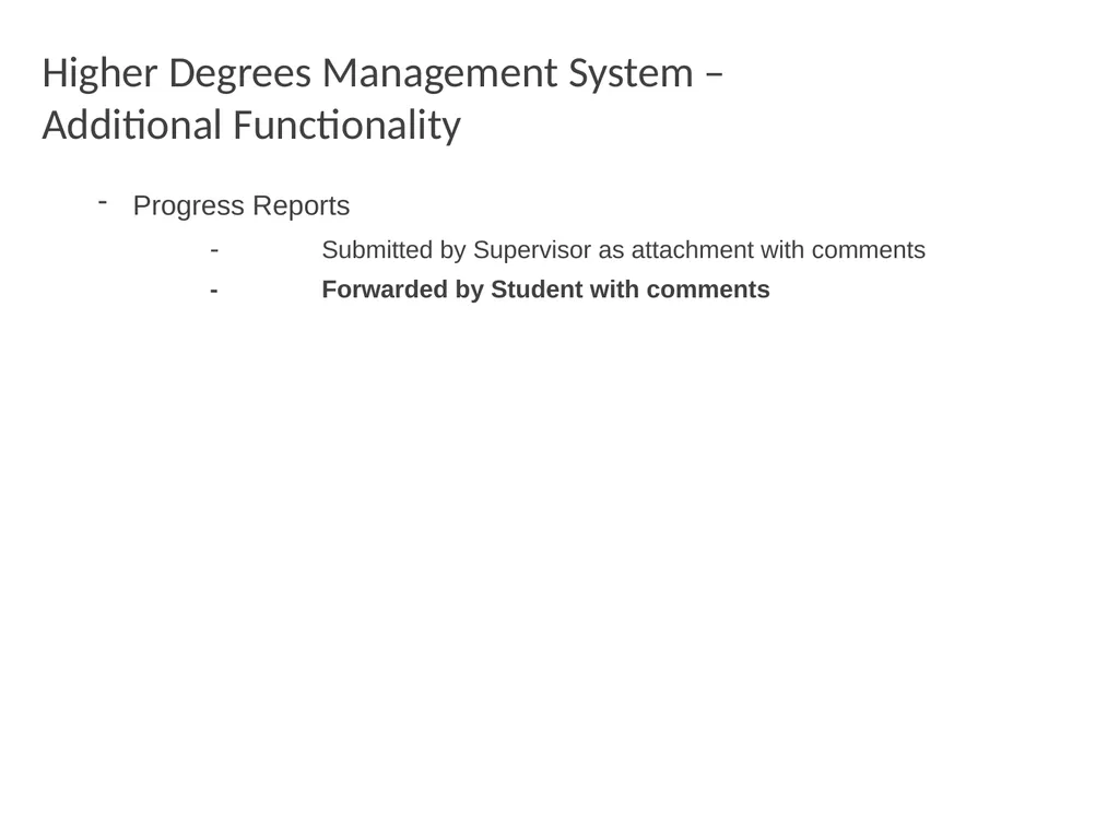 Higher Degrees Management System Contents Overview - slide 53 of 66