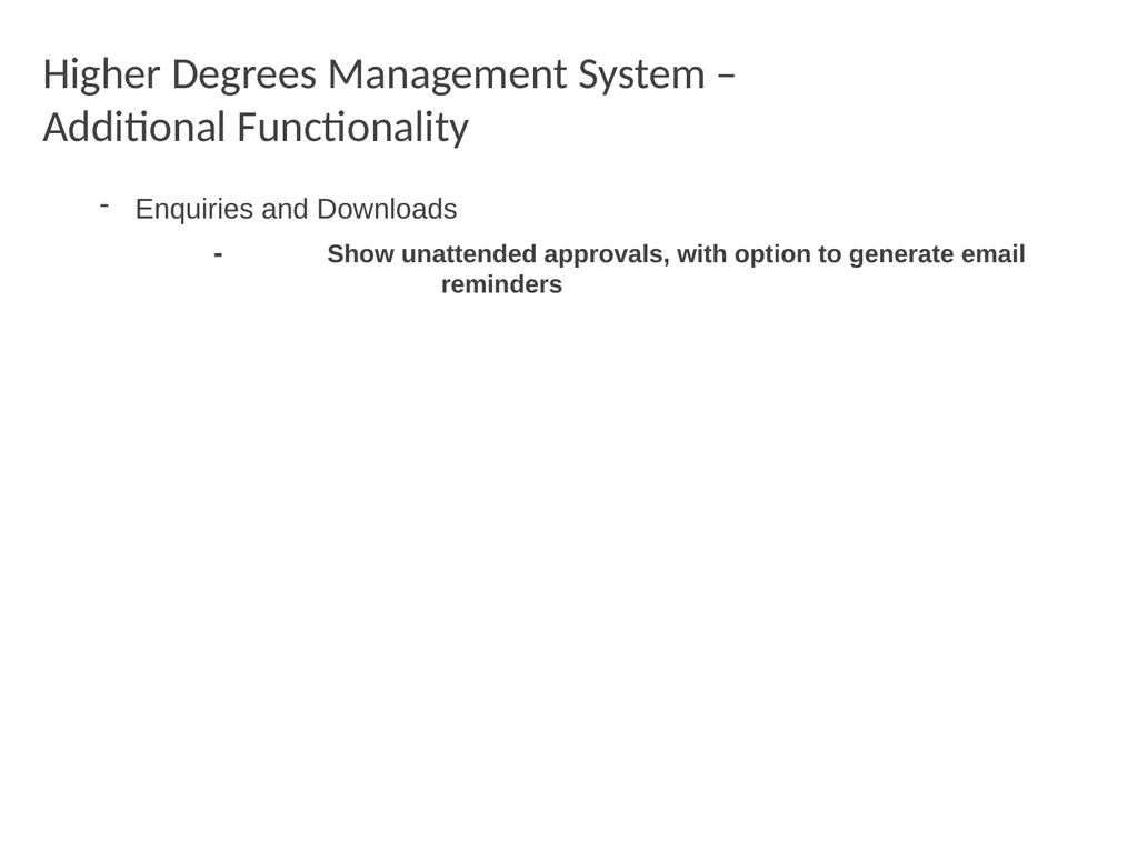 Higher Degrees Management System Contents Overview - slide 56 of 66