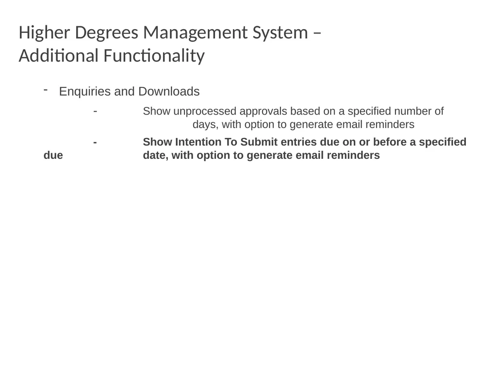 Higher Degrees Management System Contents Overview - slide 57 of 66