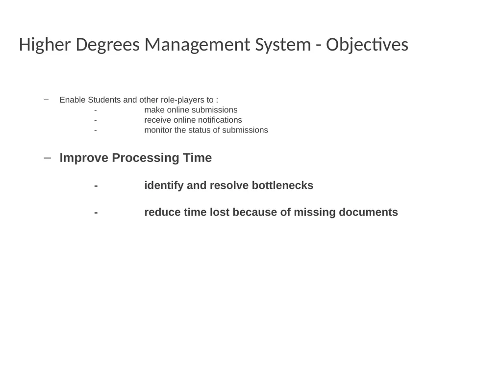 Higher Degrees Management System Contents Overview - slide 6 of 66