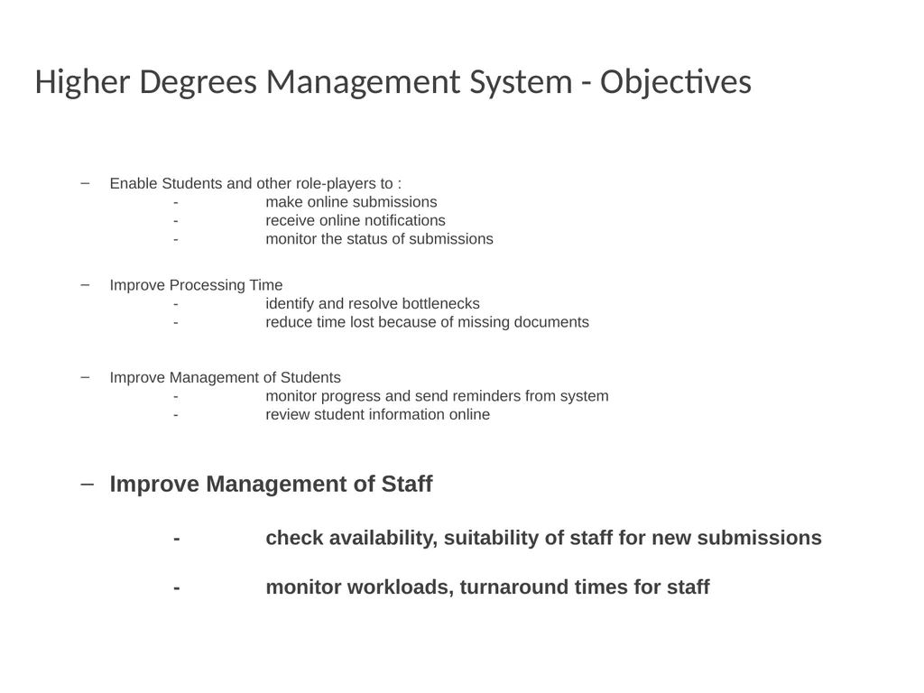 Higher Degrees Management System Contents Overview - slide 8 of 66