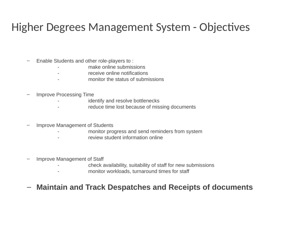Higher Degrees Management System Contents Overview - slide 9 of 66
