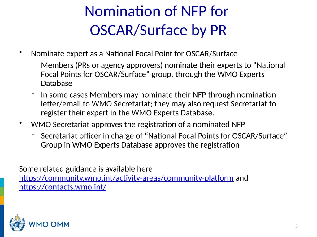 WIGOS Webinar #26 Registration processes and roles - slide 5 of 22