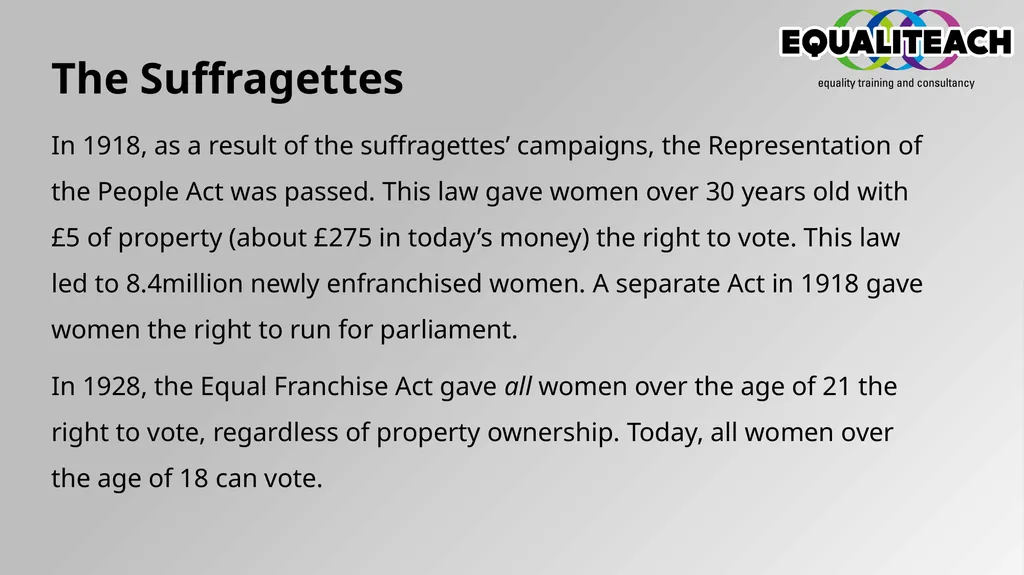 Timeline of Change Women over thirty with £5 of - slide 5 of 24