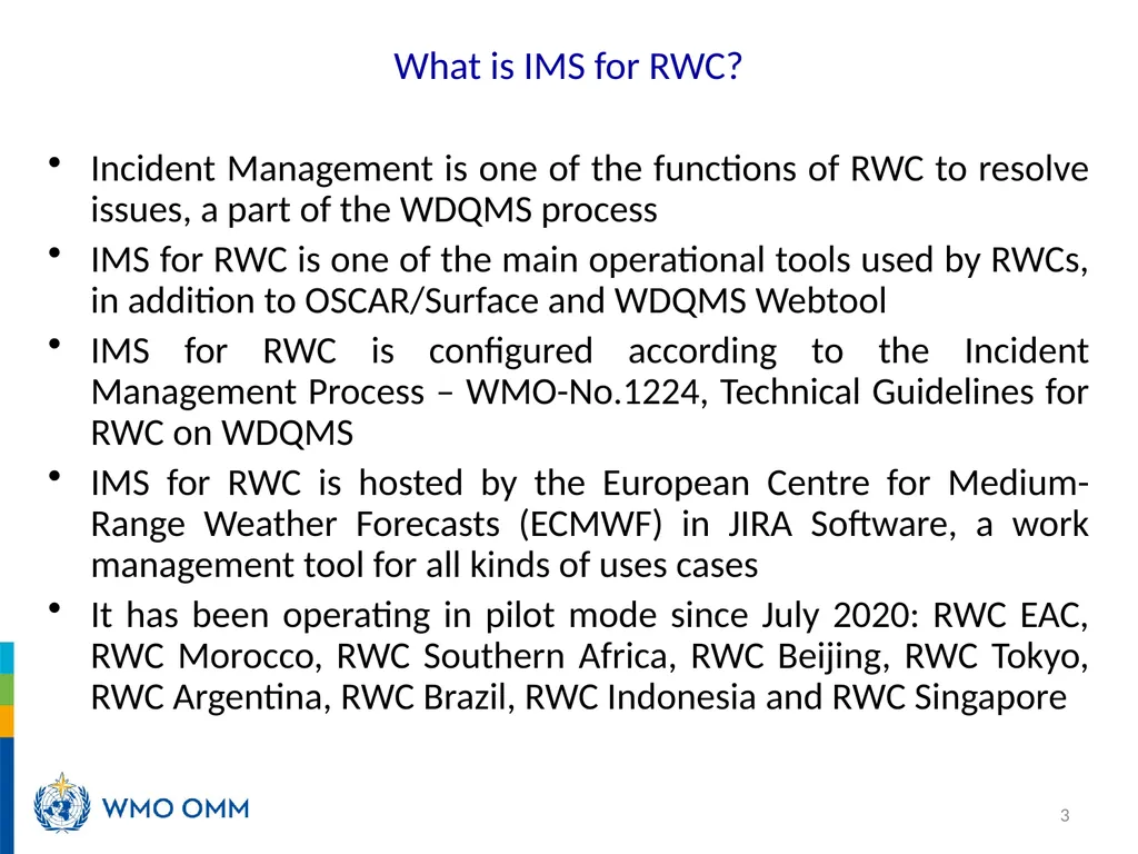 RA V Training Workshop on WDQMS for RWCs Nadi, - slide 3 of 12