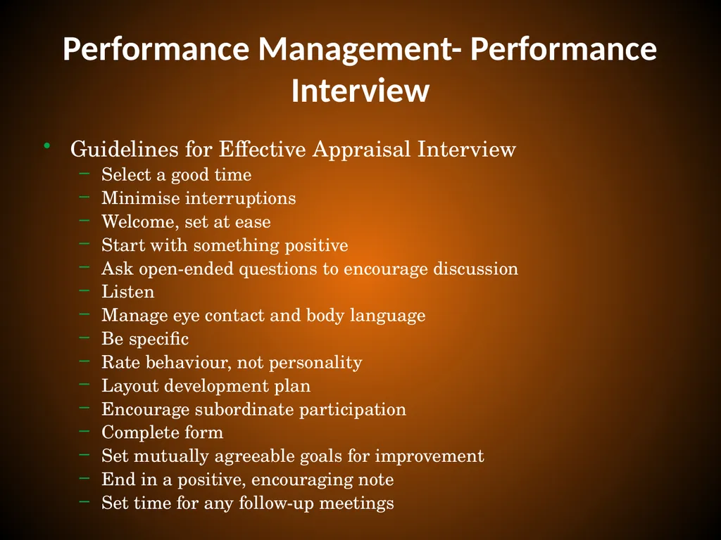 PERFORMANCE APPRAISAL and MANAGEMENT Performance - slide 30 of 32