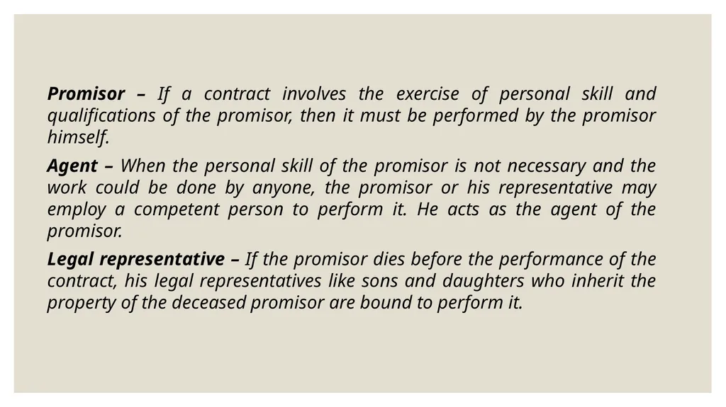 Performance of contract Definition Performance of - slide 4 of 9