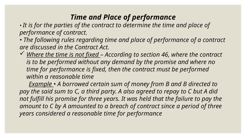 Performance of contract Definition Performance of - slide 6 of 9