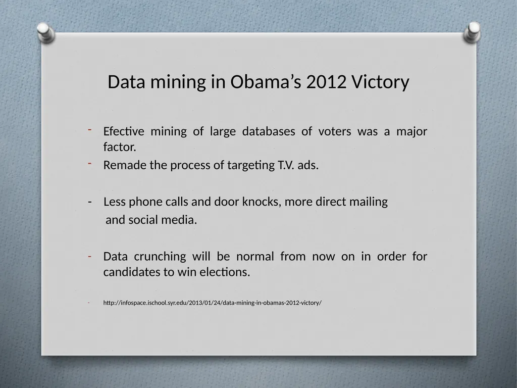Data Mining in Politics Alexis A. Espinoza J. - slide 5 of 12
