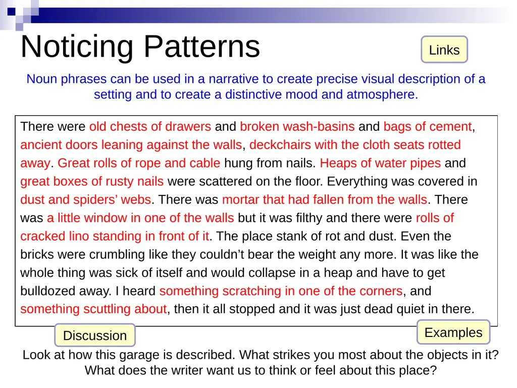 Using noun phrases to establish setting in - slide 4 of 6