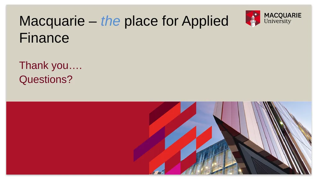 Associate Professor Tony Carlton Applied Finance - slide 10 of 10