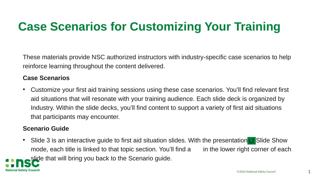 Case Scenarios for Customizing Your Training These - slide 1 of 56