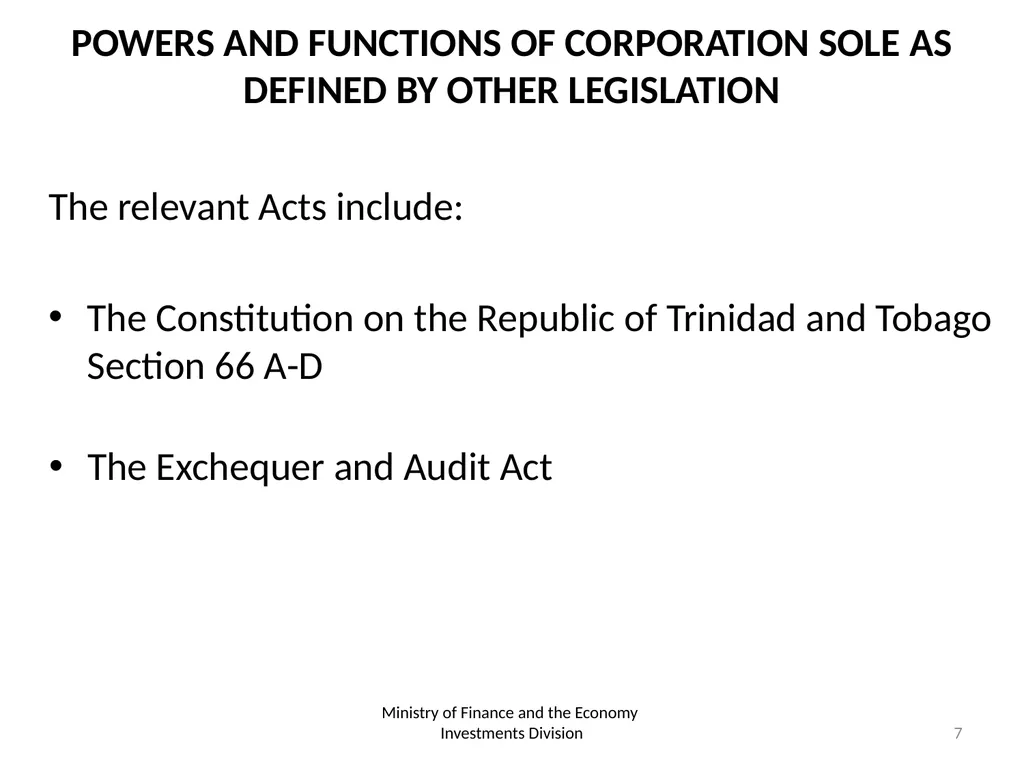 THE ROLE AND FUNCTION OF CORPORATION SOLE - slide 7 of 18