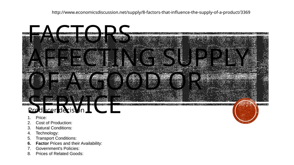 Supply Producer decision Students will be able to - slide 5 of 50