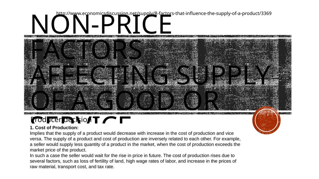 Supply Producer decision Students will be able to - slide 8 of 50