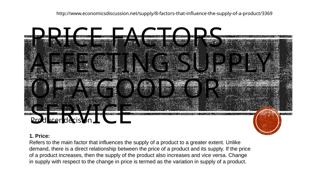 Supply Producer decision Students will be able to - slide 13 of 50