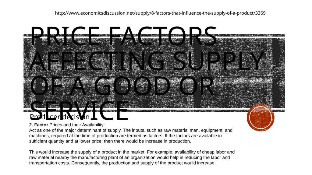Supply Producer decision Students will be able to - slide 14 of 50