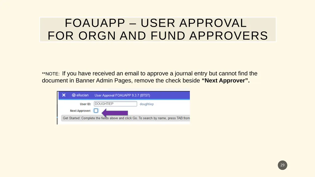 Banner Admin Pages journal entry training - slide 29 of 41
