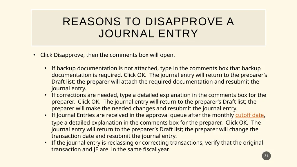 Banner Admin Pages journal entry training - slide 31 of 41