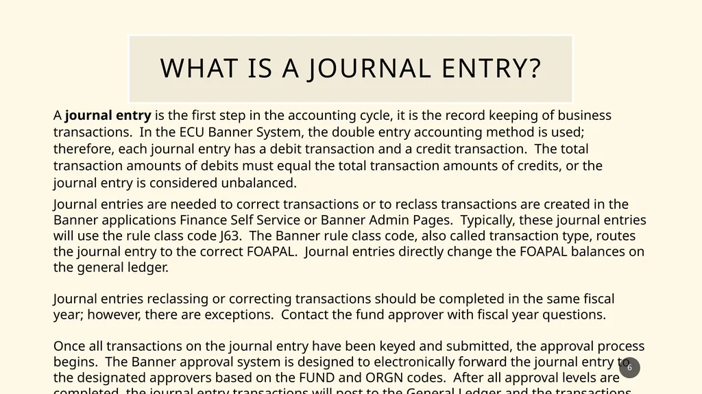 Banner Admin Pages journal entry training - slide 6 of 41