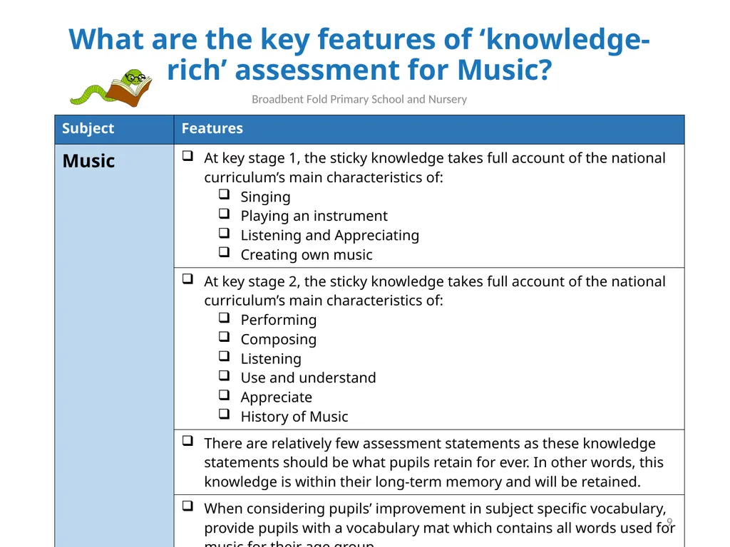 What are the key features of ‘knowledge-rich’ - slide 9 of 12