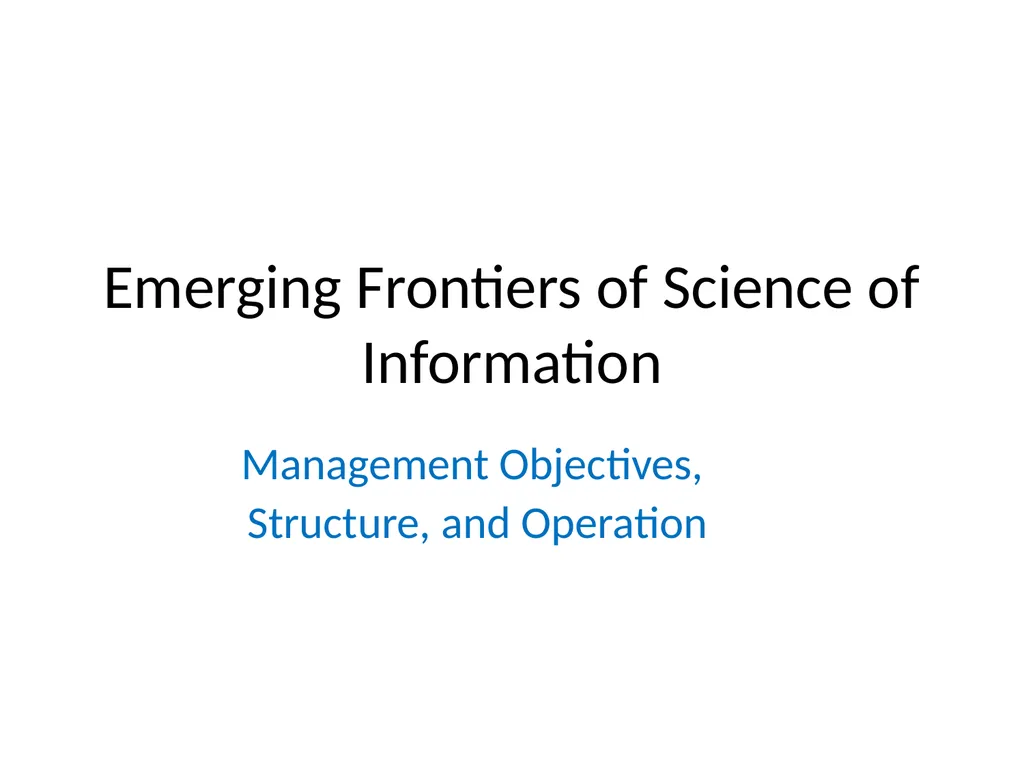 Emerging Frontiers of Science of Information - slide 1 of 20